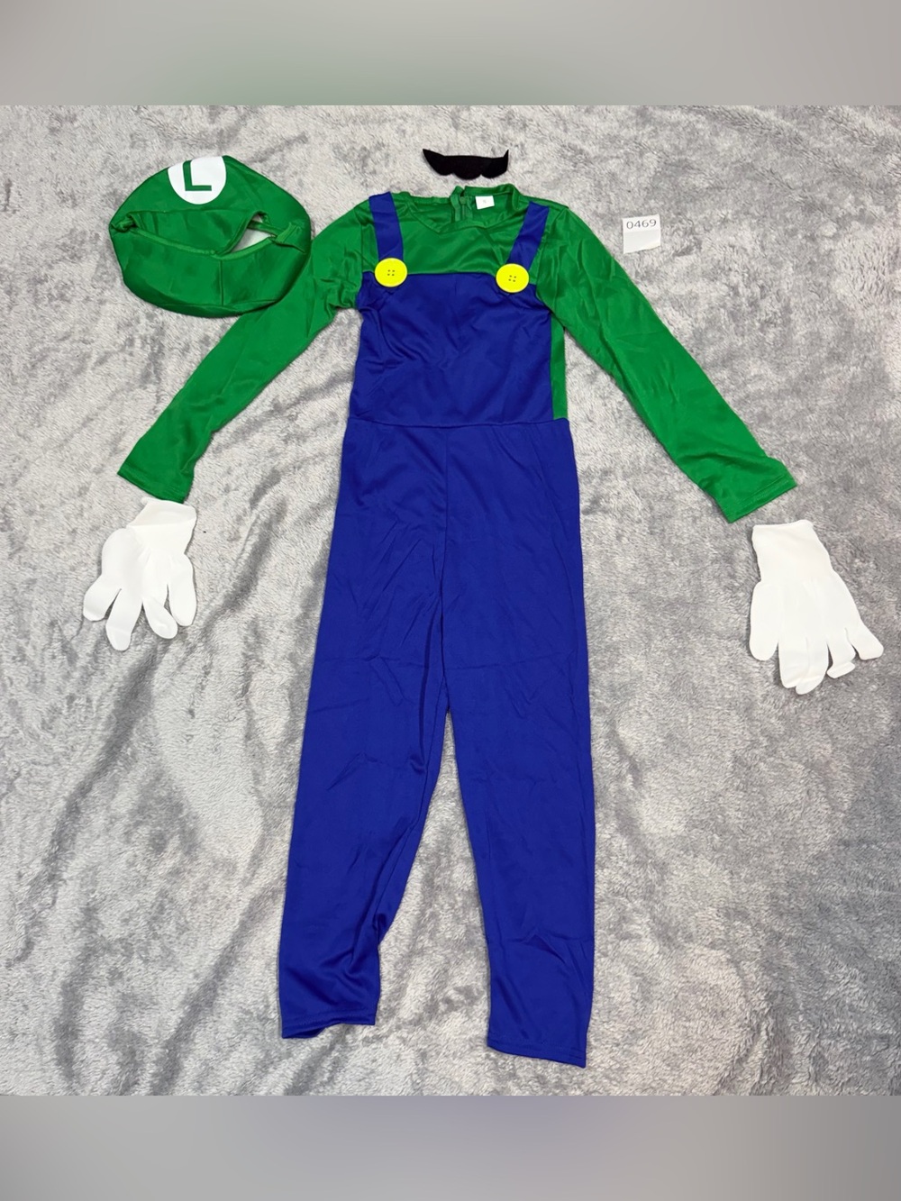 Luigi Superhero Overalls Costume with Hat, stache and Gloves